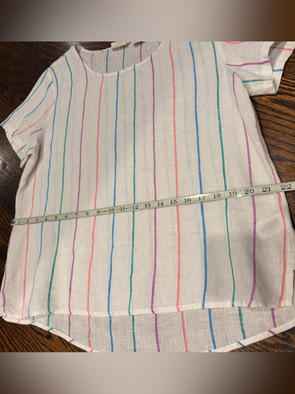 Christian Siriano White Short-Sleeve Blouse with Multicolor Vertical Stripes - Picture 5 of 5